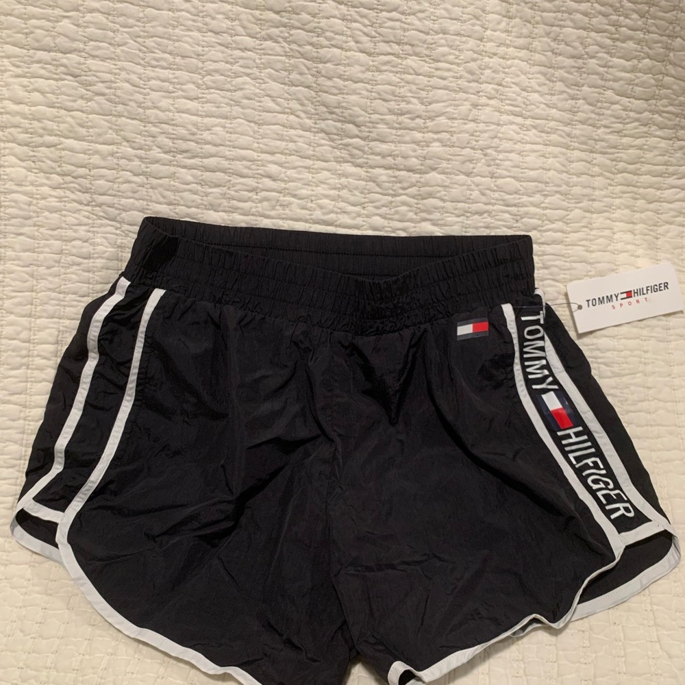 Tommy Hilfiger Black and White Women's Athletic Shorts